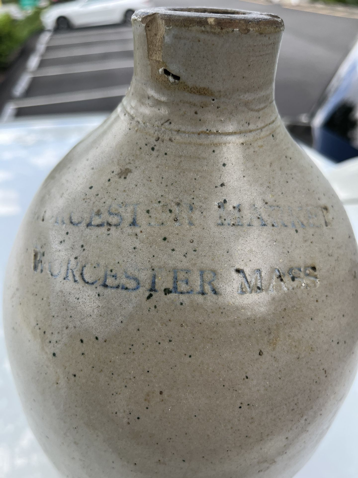 Worcester Massachusetts Merchant Stoneware Jug