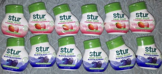 12 Stur Real Fruit  Water Enhancers Blue & Blackberry AND Strawberry Watermelon