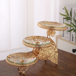 Creative design of European style elegant temperament glass iron fruit plate  A