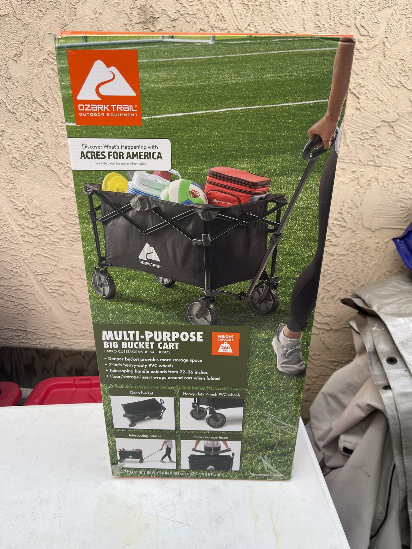 Ozark Trail Multi-Purpose Big Bucket Cart, Black Wagon