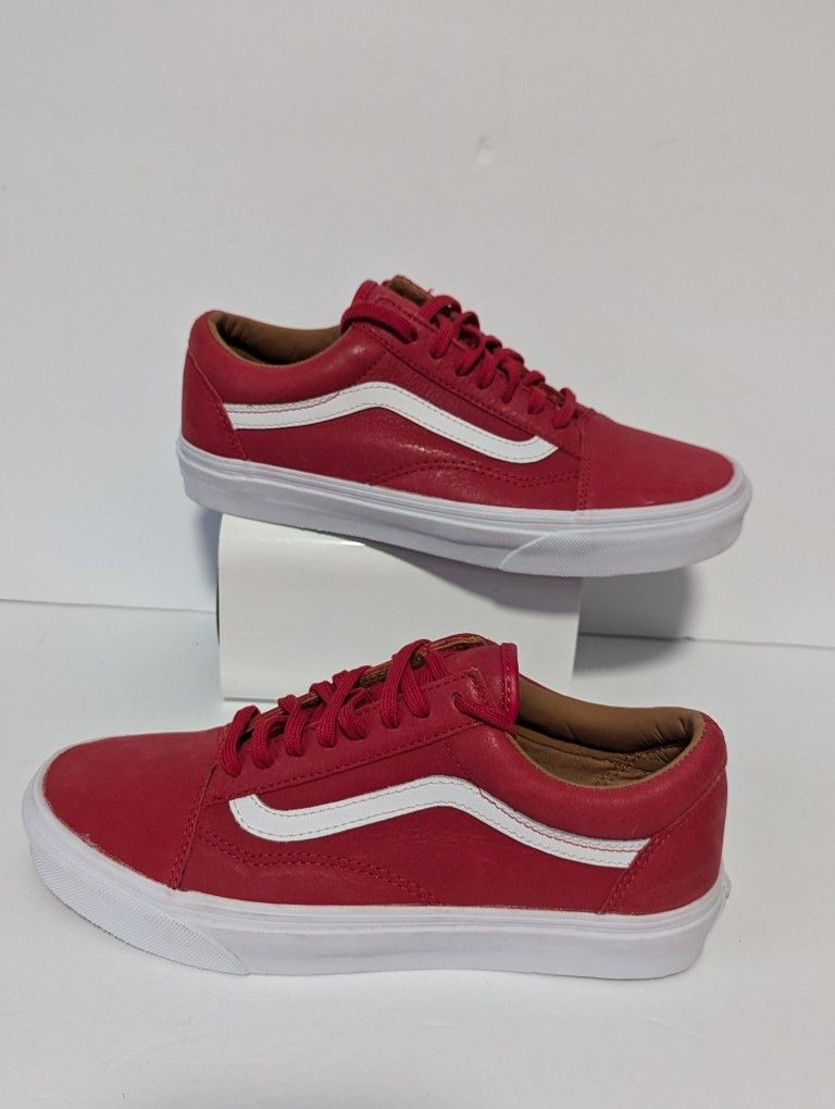 Vans Old Skool Red Leather Unisex Men's Size 6.5/Women's 8.0