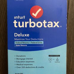 TurboTax 1 User Deluxe Federal + State Efile for Windows/Mac Sealed