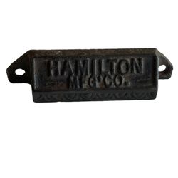 Antique Cast Iron Hamilton Mfg Co Printer Cabinet Drawer Pull Handle 3 7/8”