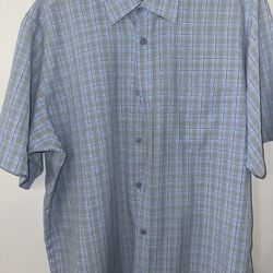 Bugatchi Men Large Classic Fit Checkered Pattern Short Sleeve (cotton) 