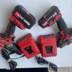 Bauer 20v Impact Driver And Drill With Batteries +chargers
