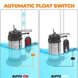 XtremepowerUS 3/4 HP 5500GPH Submersible Sump Pump Cast Iron and Stainless Steel with Integrated Vertical Float Switch 76052/2