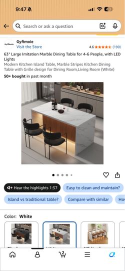 Gyfimoie 63" Marble Dining Table/Island
