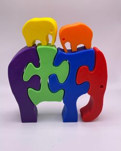 Rainbow Elephant And Kiwi Puzzle Set