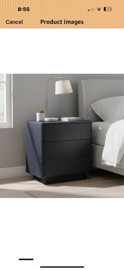 Visit the XIASLO Store 22" Nightstand with Charging Station, Modern End Table with Push-to-Open Design, Curved Profile, 3-Drawer Large Bedside Table f