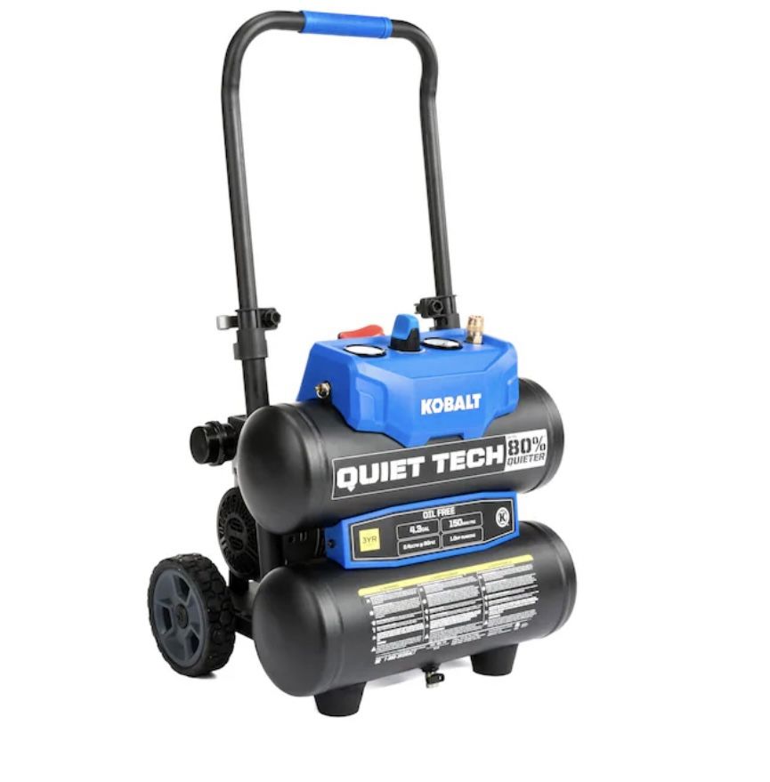 Kobalt QUIET TECH 4.3-Gallon Portable Electric 150 PSI Twin stack Air Compressor