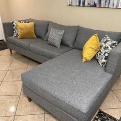Modern Grey Sectional Couch From Living Spaces LIKE NEW 
