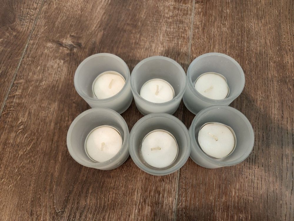 Eastland Tealight Candle Holder Frosted Set of 6 with 6 candles