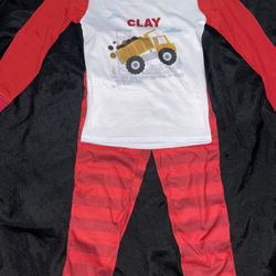 Childrens red and white truck Pajamas set size 7/8T