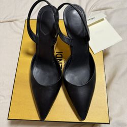Fendi Elegant Black Slingback Heels