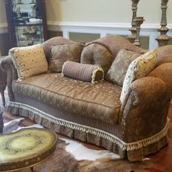 Silk Formal Living room Set. Sofa, Chair and tables.