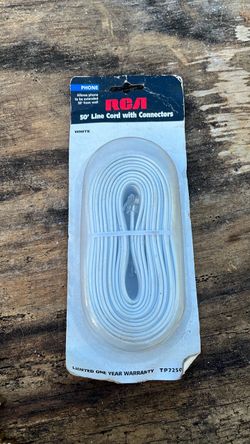 RCA 50ft White Phone Line Cord