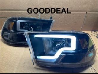 2009-2018 Dodge Ram Black LED Bar Halogen Headlight Pair lamp