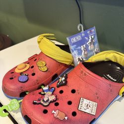 🔥 LIMITED EDITION One Piece Crocs + EXTRA Jibbitz (Luffy Set)