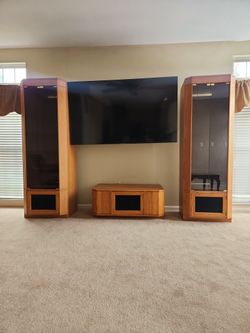 Four-Piece Oak Wood Entertainment Center (TV Not Included)