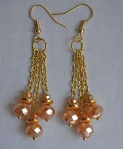 Amber Glass bead gold plated chain earring