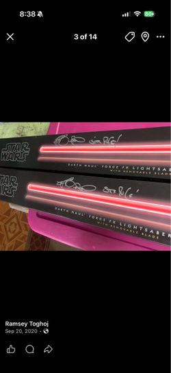 2 Hasbro signature series force FX Darth Maul light sabers autographed by Ray Park!