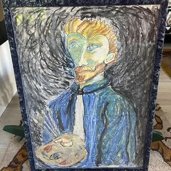 Original Pastel Portrait of Van Gogh w/Custom Frame
