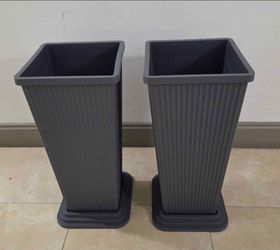 *** NEW LOW PRICE *** PAIR of 24" Textured Resin Planters (Gray / Brown / White) ($60 - EACH PAIR) @ Lasting Creations