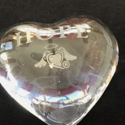 Crystal Glass "Hope" Paper Weight 4 In 