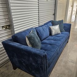 Blue Velvet Cindy Crawford Sleeper Sofa – Mattress & Pillows Included