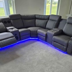 GRAY SECTIONAL - LED’s, SPEAKERS - GRAY, WHITE, BLACK