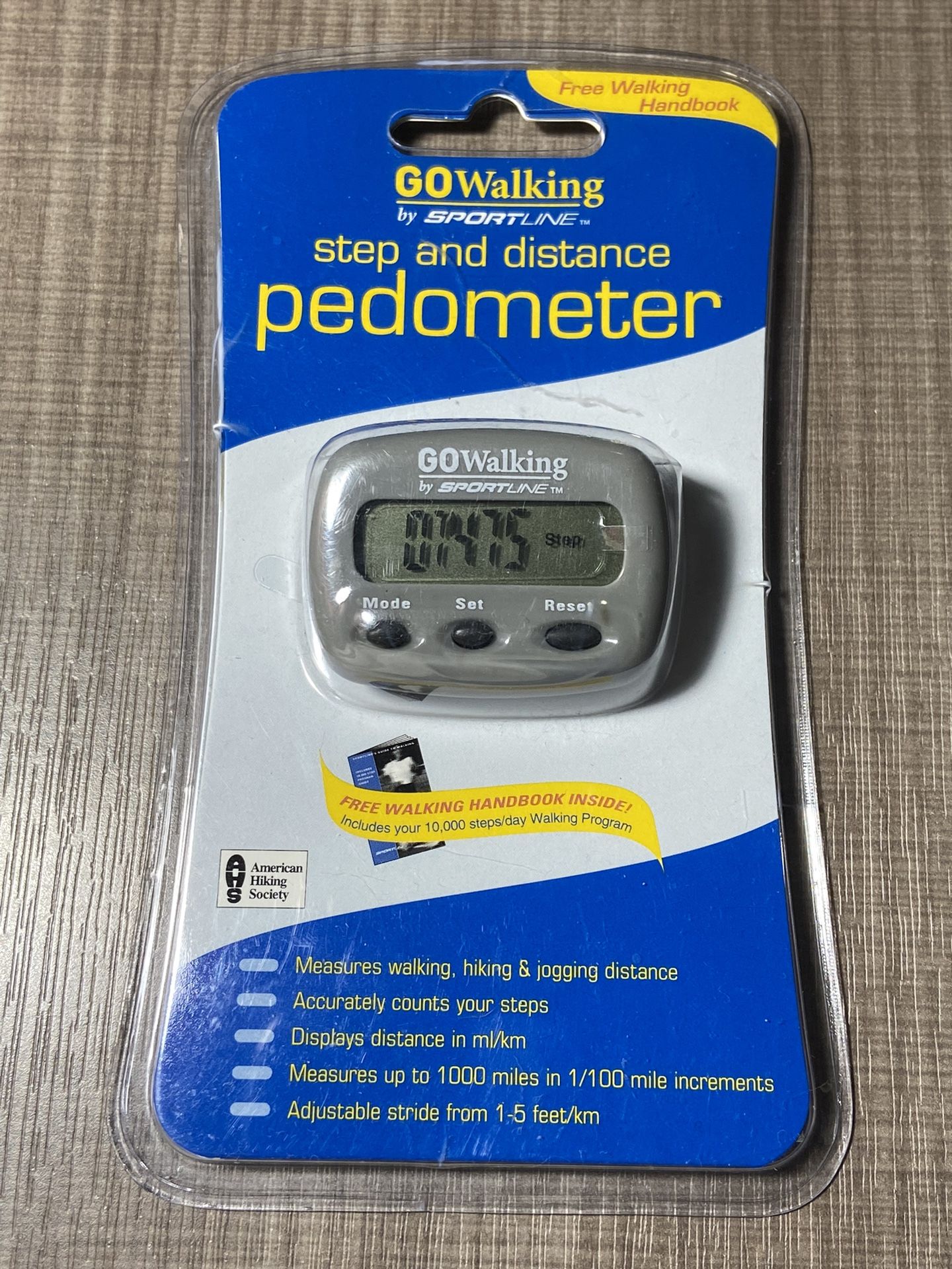 Brand New Sportline Go Walking Step and Distance Pedometer. Measures Walking Hiking Jogging Distance