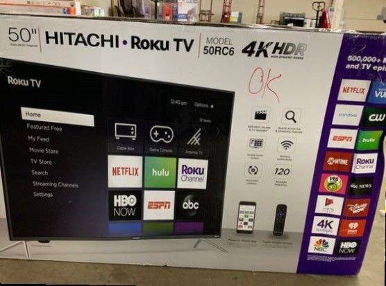New 50 Hitachi ROKU TV Open box W/ Warranty