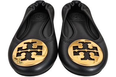 Tory Burch Minnie Travel Ballet Flats – Black/Gold – Size 4M
