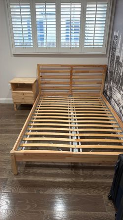Full-Size bedframe and sidetable - Ikea