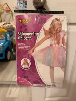 Spirit Halloween Girls Shimmering Rosy Unicorn Costume – Child Medium (8-10)
