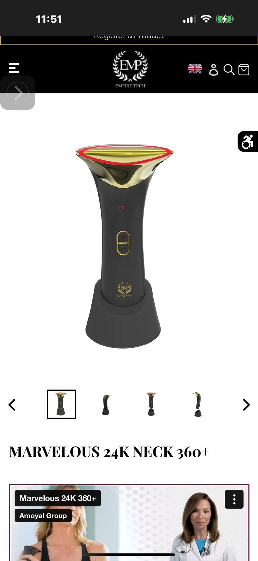 Empire Tech 24K 360+ Anti-aging Medical Device With LED Light & Heat Therapy