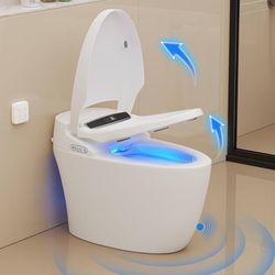 Smart Toilet with Heated Seat and Night Light, Tankless Toilets for Bathroom, Modern One Piece Toilet Standard Comfort Height Toilet with Auto Flush, 