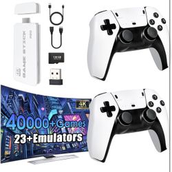 2026New Wireless Retro Game Console 23 Simulators and Over 40,000 Games Plug and Play 4K HD HDMI TV Game 2.4G Wireless Controllers(128G)