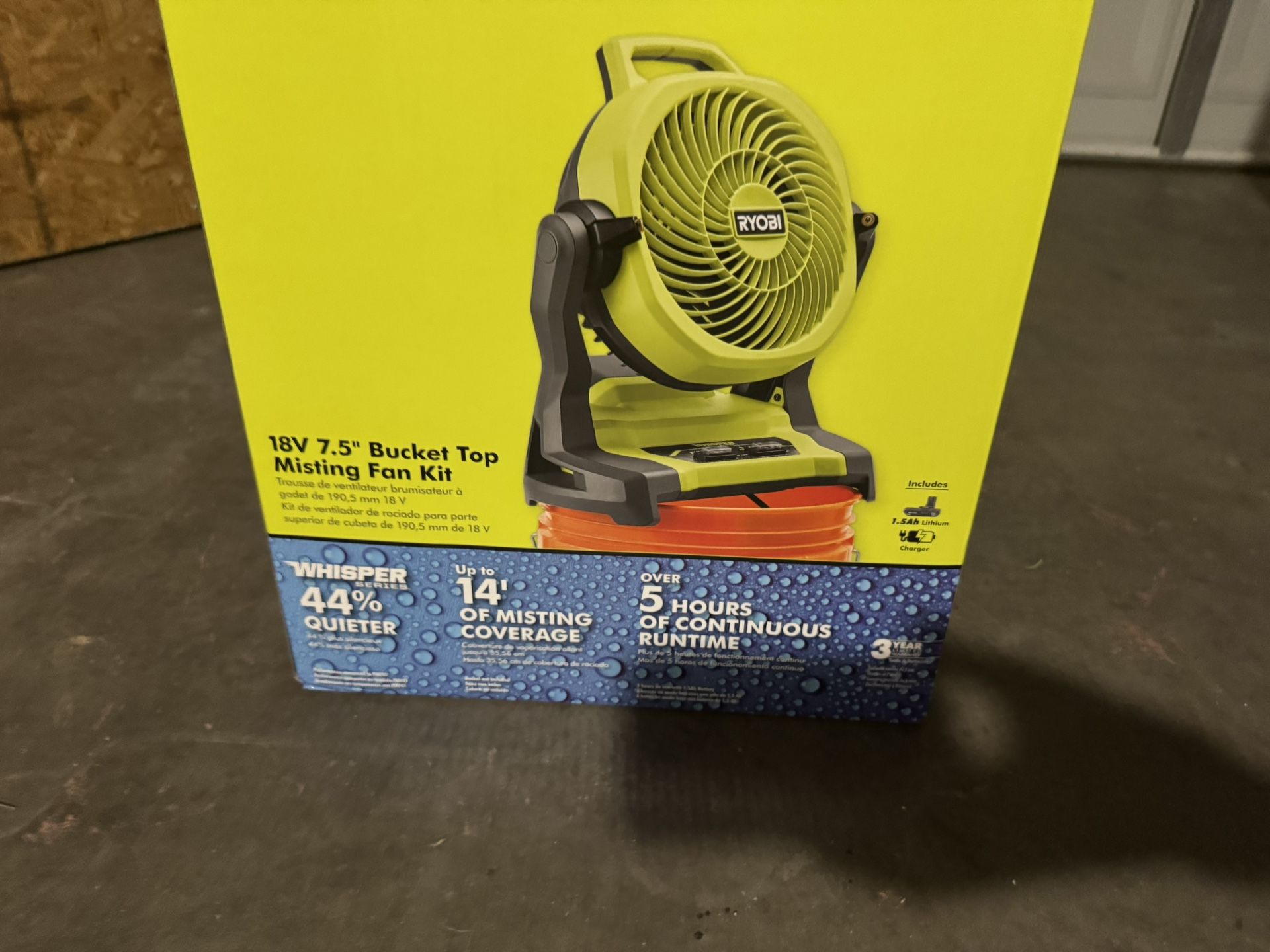 ONE+ 18V Cordless 7-1/2 in. Bucket Top Misting Fan Kit with 1.5 Ah Battery and Charger