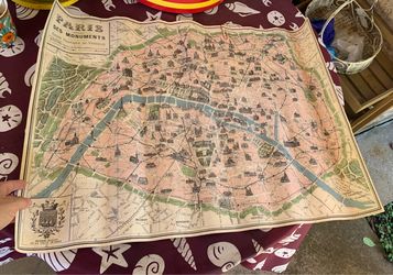 Vintage Paris Monuments Illustrated Map