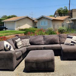 Large Gray Sectional Couch Sofa With Ottoman 🚚 