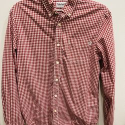 Timberland Regular Fit Red & White Checkered Button Up Shirt Sz Men’s Small