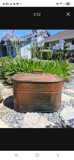 Antique Revere Copper Kettle Boiler Wask Tub w/Lid . GREAT PATINA.  NO HOLES!...Asking $80.00