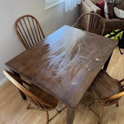 Wood Dining Table + 4 Chairs