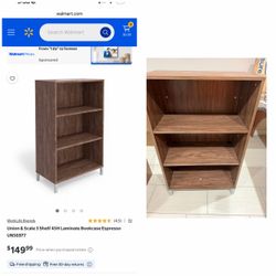 Union & Scale 3-Shelf Laminate Bookcase Espresso