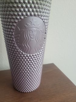 Spiked Metallic Silver/ Gray/ Green Gradient / Starbucks Tumbler Cup – Brand New