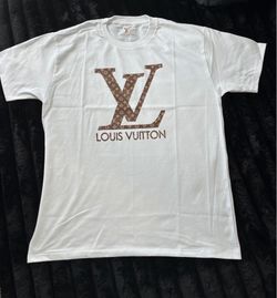 New Men’s Size Large White Luxury LV Graphic T-shirt