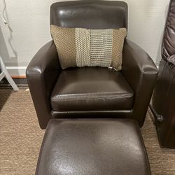 IKEA Jappling Faux Leather Chair & Ottoman – Great Condition – $75 OBO