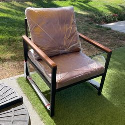 New Phi Villa Arm Chair Brown Padded Metal Armchair Lounge