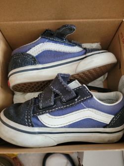 Blue Toddler Vans Velcro Size 6